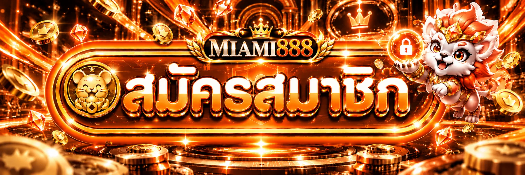 แบนเนอร์ทางเข้าและสมัครสมาชิก MIAMI888